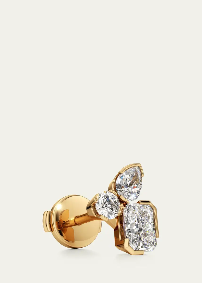 Unsaid Meta Lab-Grown Diamond Cluster Stud Earrings in 18K Yellow Gold | Thumbnail 3
