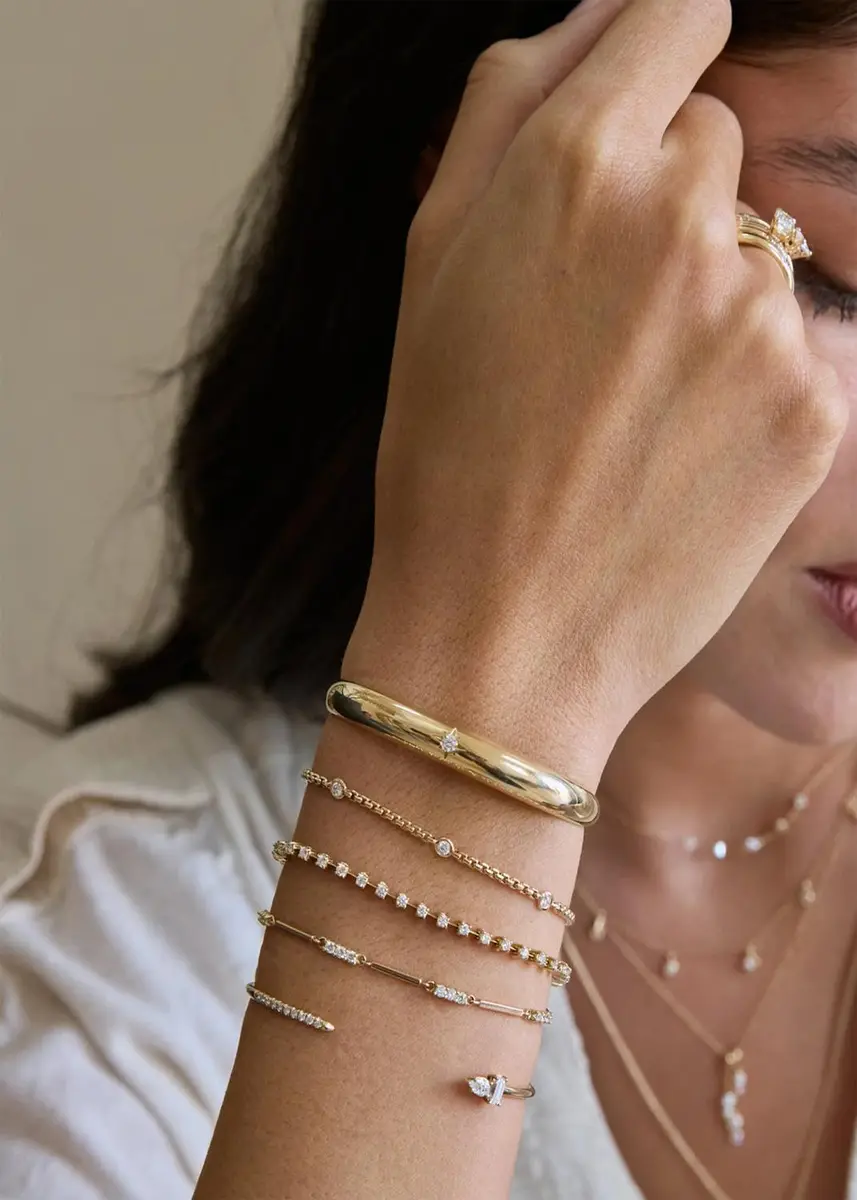 Zoë Chicco 14K Floating 5 Diamond Chain Bracelet | Thumbnail 2 Zoë Chicco 14K Floating 5 Diamond Chain Bracelet | Thumbnail 2