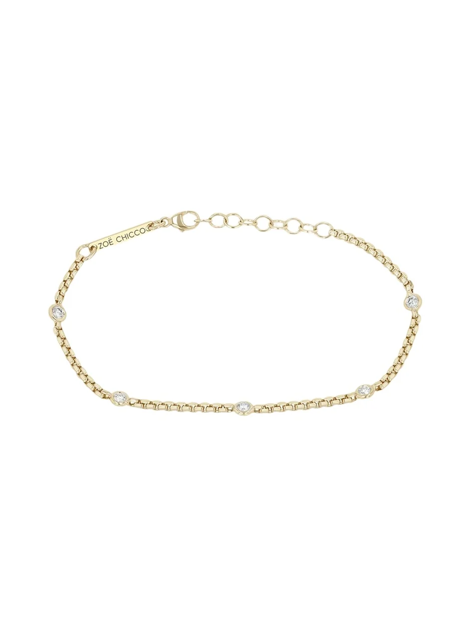 14K Floating 5 Diamond Chain Bracelet 14K Floating 5 Diamond Chain Bracelet