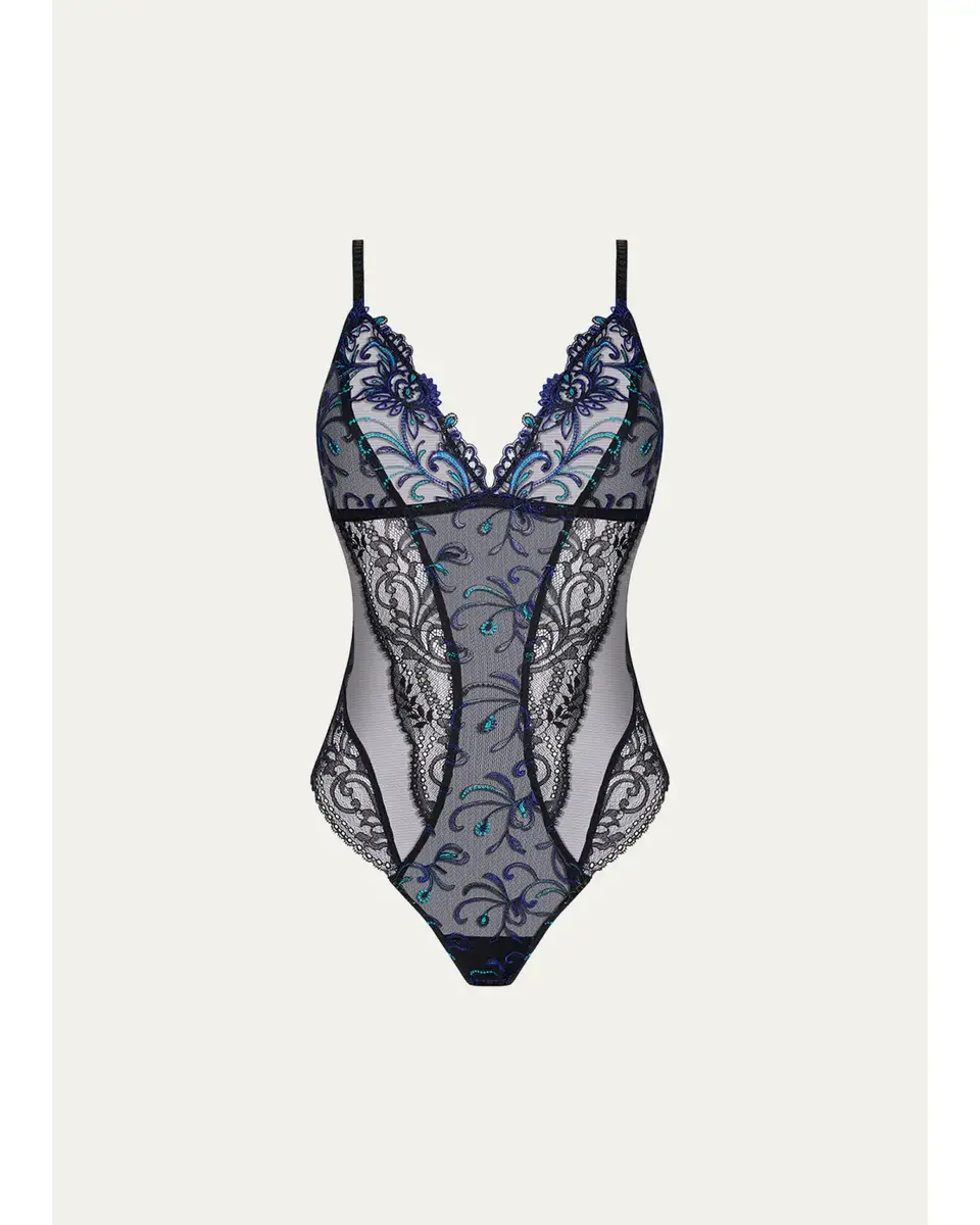 Lise Charmel Embroidered Lace & Tulle Bodysuit