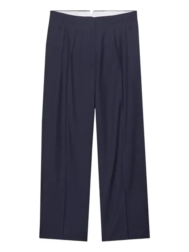 Prada Pleated Mohair-Wool Pants