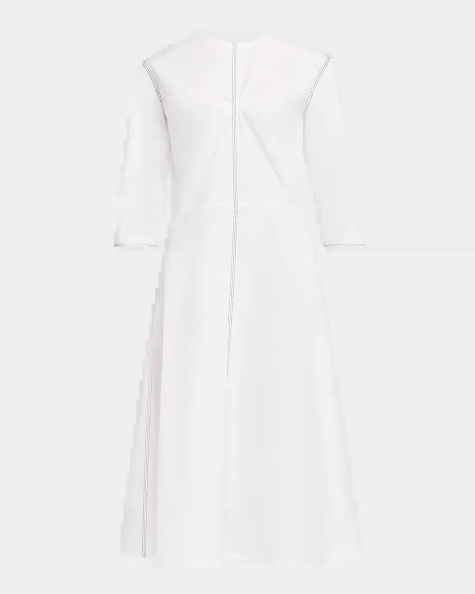 Marni 3/4-Sleeve Cotton Midi A-Line Dress | Thumbnail 2 Marni 3/4-Sleeve Cotton Midi A-Line Dress | Thumbnail 2