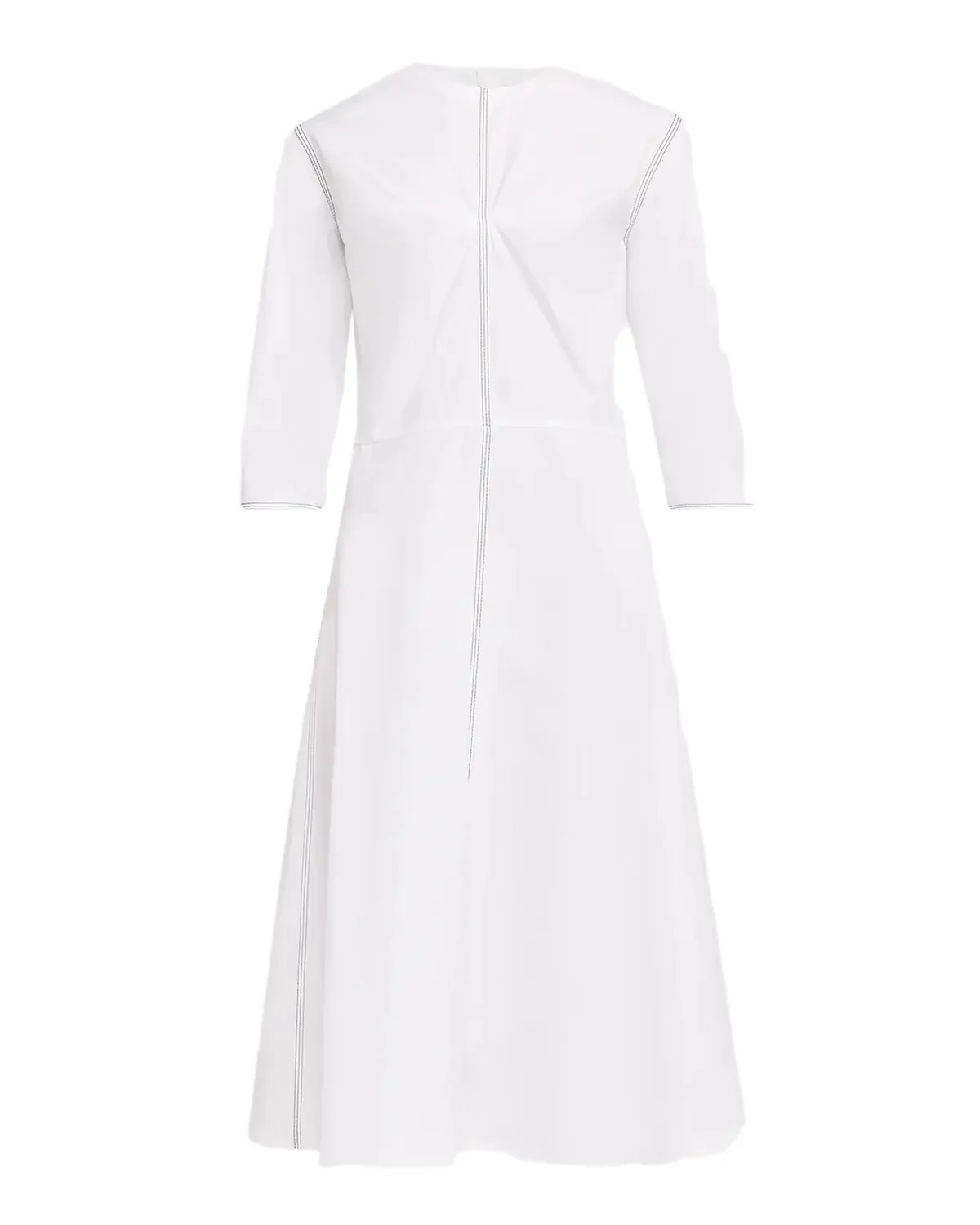 3/4-Sleeve Cotton Midi A-Line Dress 3/4-Sleeve Cotton Midi A-Line Dress