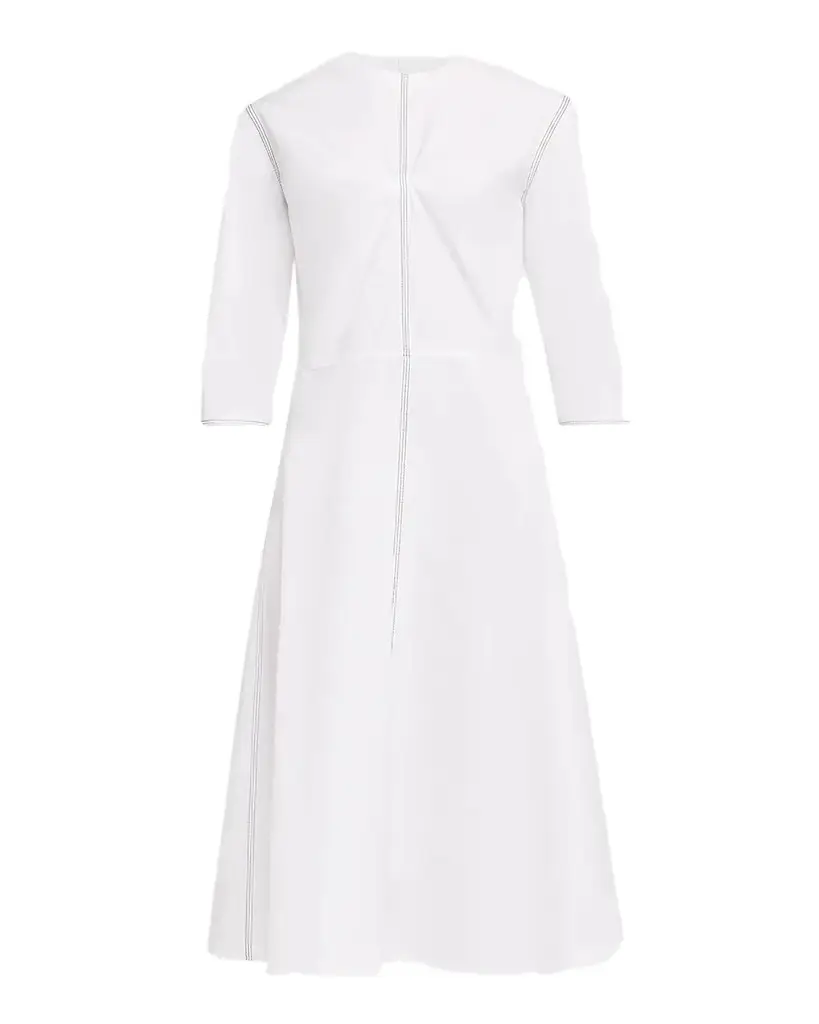 Marni 3/4-Sleeve Cotton Midi A-Line Dress | Image 1 Marni 3/4-Sleeve Cotton Midi A-Line Dress | Image 1
