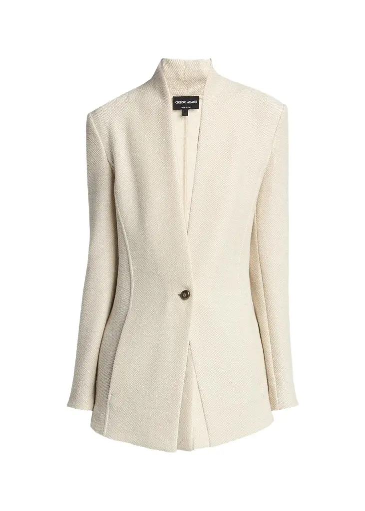 Giorgio Armani Single-Breasted Tweed Blazer Jacket | Image 1 Giorgio Armani Single-Breasted Tweed Blazer Jacket | Image 1