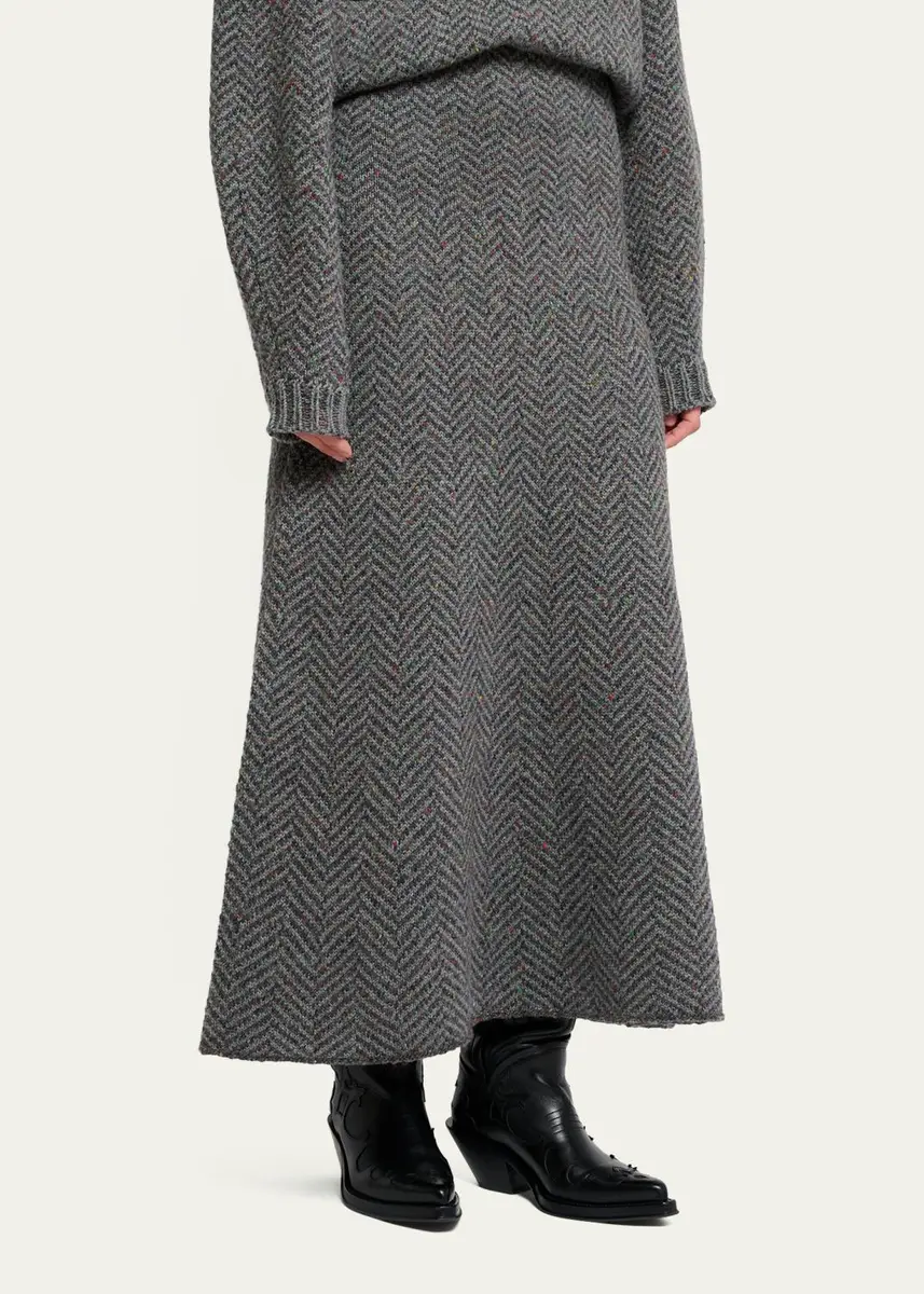 Gabriela Hearst Camden Cashmere Speckled Herringbone Maxi Skirt | Thumbnail 4 Gabriela Hearst Camden Cashmere Speckled Herringbone Maxi Skirt | Thumbnail 4