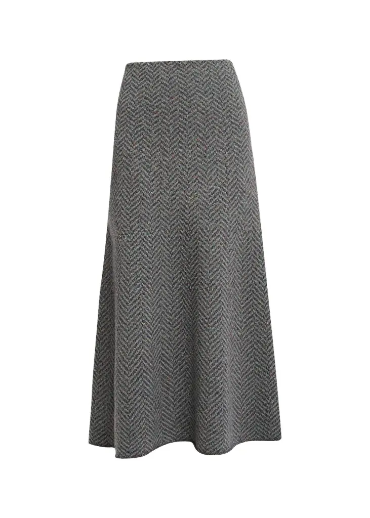 Gabriela Hearst Camden Cashmere Speckled Herringbone Maxi Skirt