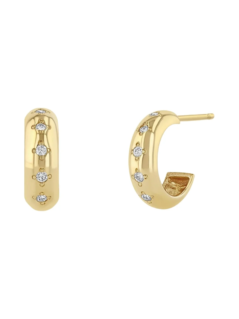 Zoë Chicco 14K Diamond Chubby Huggie Hoop Earrings