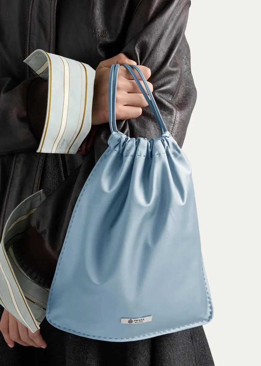 Prada Wish Silk Duchesse Drawstring Pouch Bag | Thumbnail 6
