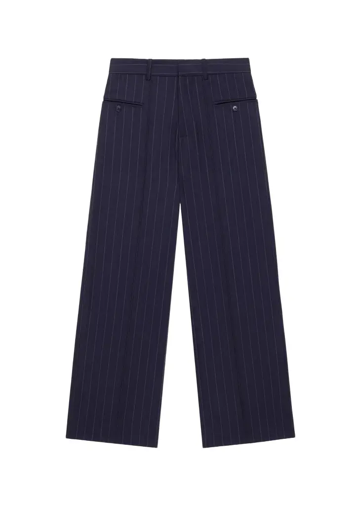 WE-AR4 The Avenue Pinstriped Wide-Leg Pants | Image 1 WE-AR4 The Avenue Pinstriped Wide-Leg Pants | Image 1