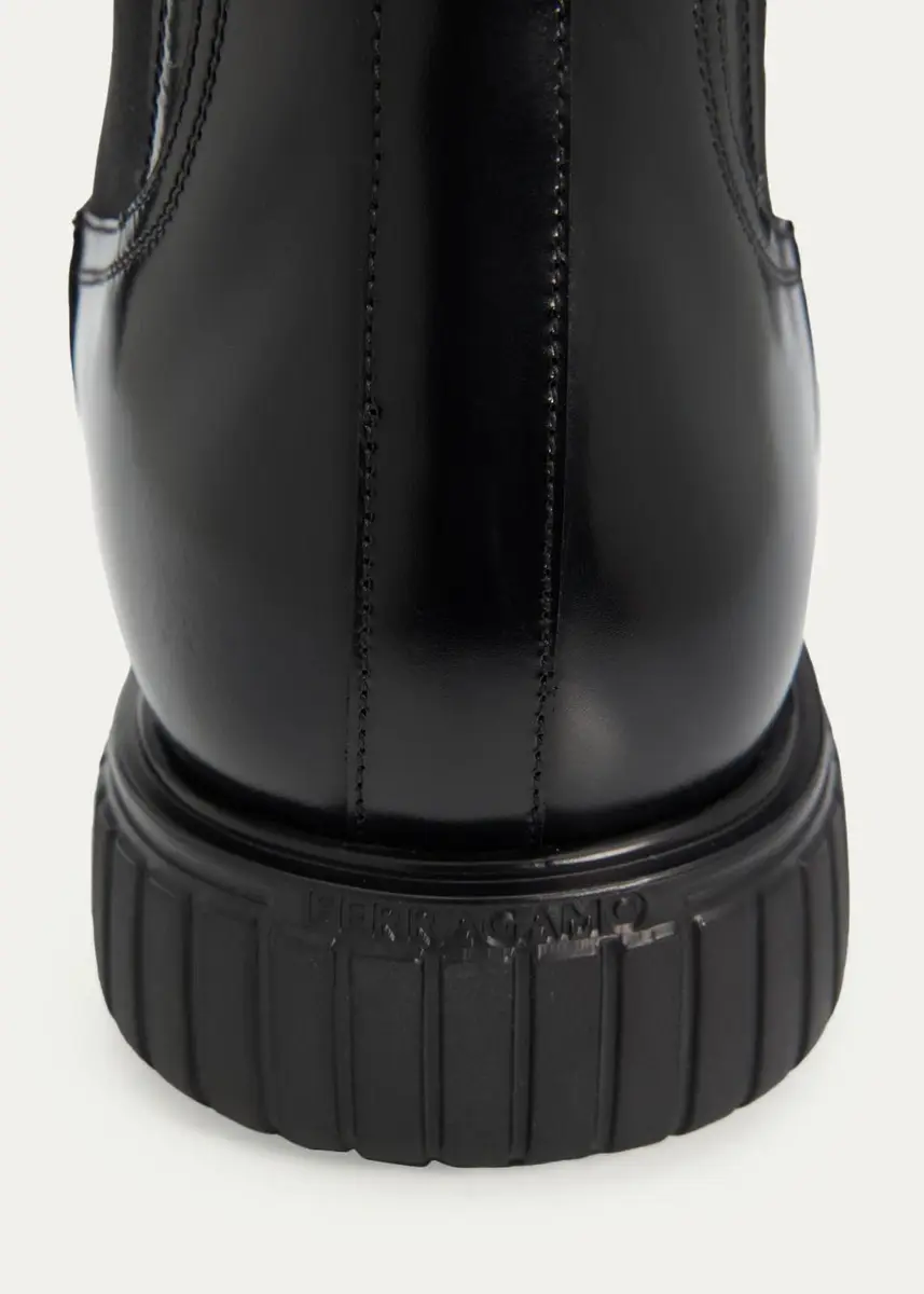 Ferragamo Men's Santo Leather Rubber-Sole Chelsea Boots | Thumbnail 3 Ferragamo Men's Santo Leather Rubber-Sole Chelsea Boots | Thumbnail 3