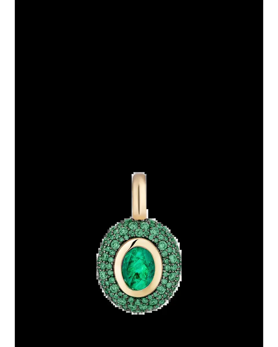 Mason and Books 14K Floret Medium Oval Pendant with Emeralds | Thumbnail 2