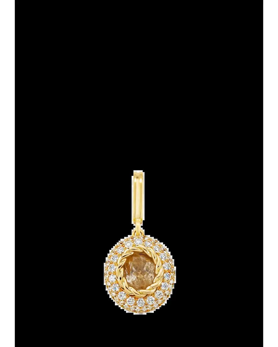 Mellerio 18K Yellow Gold Baby Queen Charm with Rutilated Quartz and Diamonds | Thumbnail 2