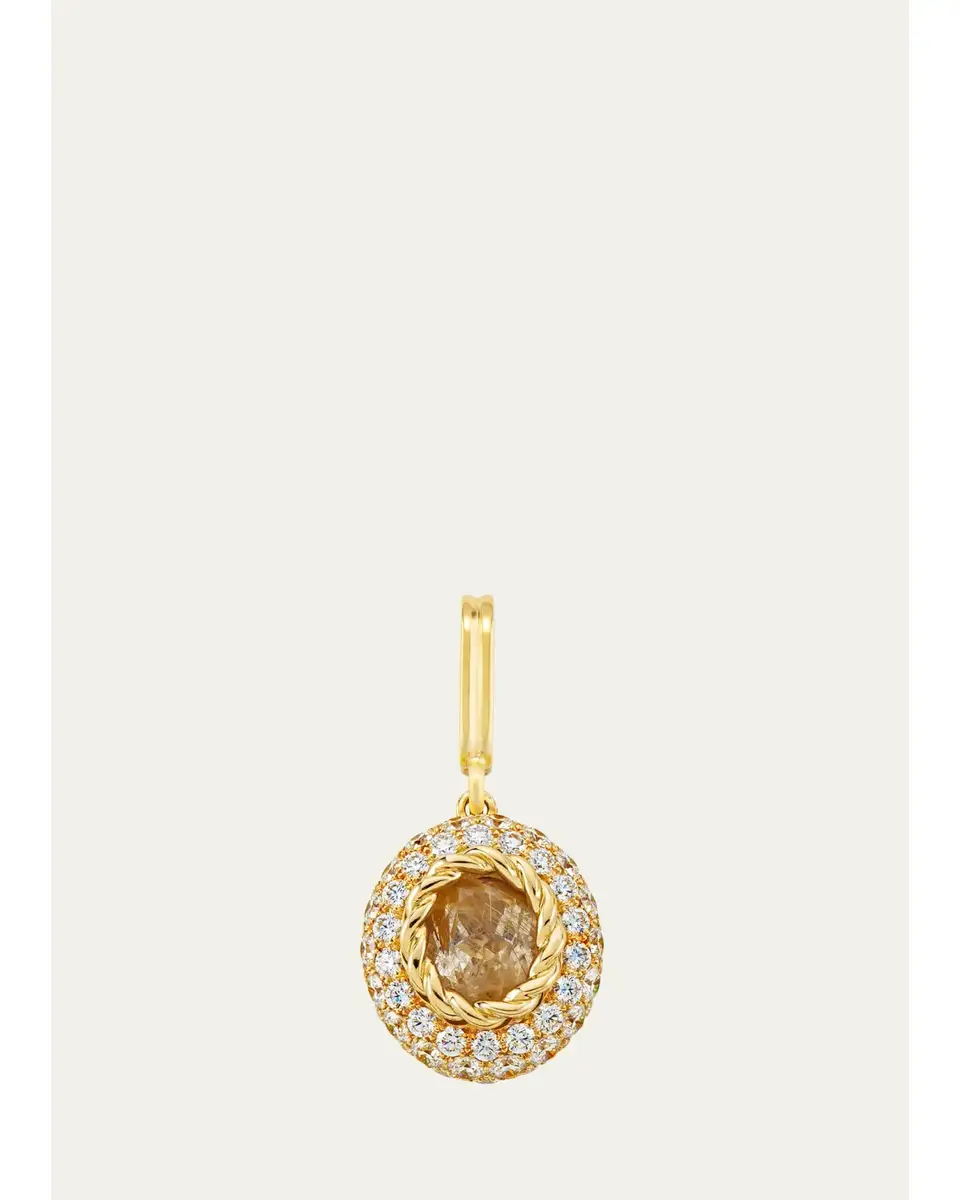 Mellerio 18K Yellow Gold Baby Queen Charm with Rutilated Quartz and Diamonds