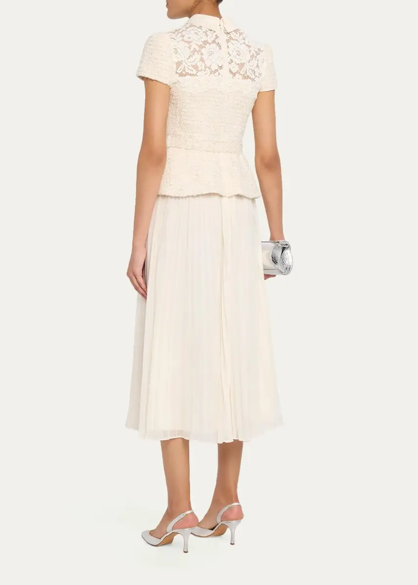 Self-Portrait Lace Boucle Midi Dress | Thumbnail 3 Self-Portrait Lace Boucle Midi Dress | Thumbnail 3