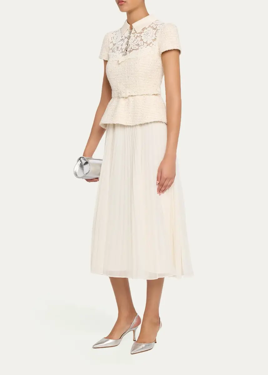 Self-Portrait Lace Boucle Midi Dress | Thumbnail 4 Self-Portrait Lace Boucle Midi Dress | Thumbnail 4