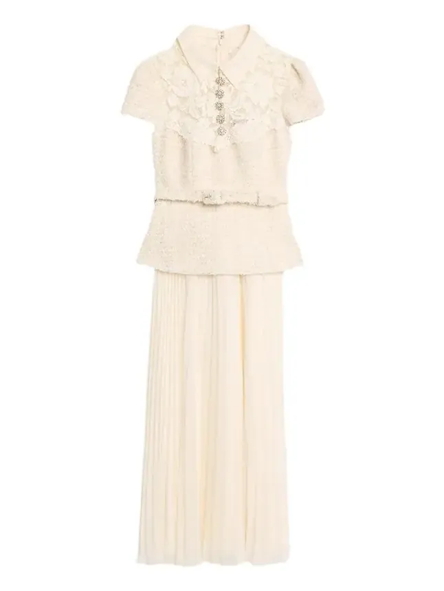 Lace Boucle Midi Dress