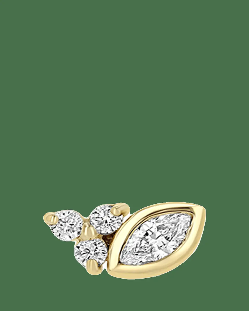 Zoë Chicco 14K Diamond Bezel-Set Marquise Stud Earring, Single (Left) | Thumbnail 2 Zoë Chicco 14K Diamond Bezel-Set Marquise Stud Earring, Single (Left) | Thumbnail 2
