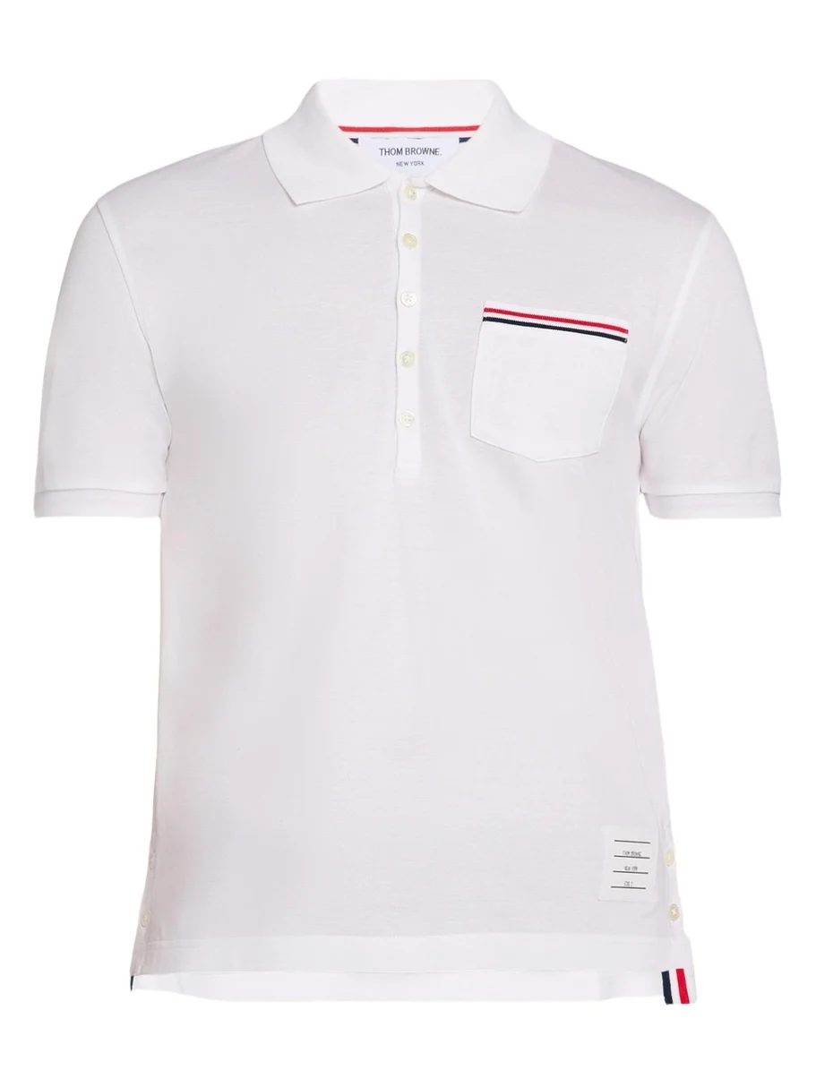 Thom Browne Heather Polo Shirt with Striped Pocket