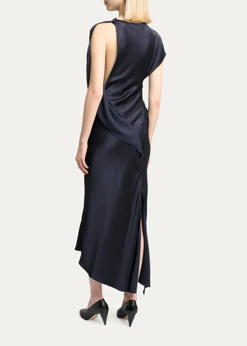 Victoria Beckham Kyra Satin Asymmetric Midi Dress | Thumbnail 3
