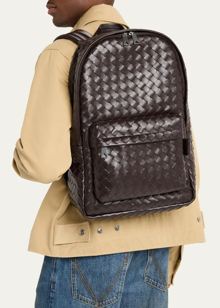 Bottega Veneta Men's Medium Intrecciato Leather Backpack | Thumbnail 4 Bottega Veneta Men's Medium Intrecciato Leather Backpack | Thumbnail 4