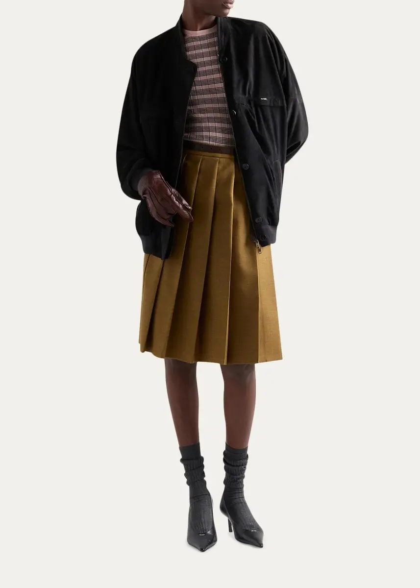 Prada Striped Silk-Cashmere Short-Sleeve Sweater | Thumbnail 2 Prada Striped Silk-Cashmere Short-Sleeve Sweater | Thumbnail 2