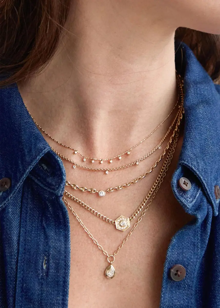 Zoë Chicco 14K Small Puffed Mariner Chain Diamond Necklace | Thumbnail 2 Zoë Chicco 14K Small Puffed Mariner Chain Diamond Necklace | Thumbnail 2