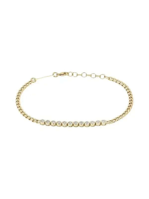 14K Diamond Bezel Tennis Segment Small Curb Chain Bracelet 14K Diamond Bezel Tennis Segment Small Curb Chain Bracelet