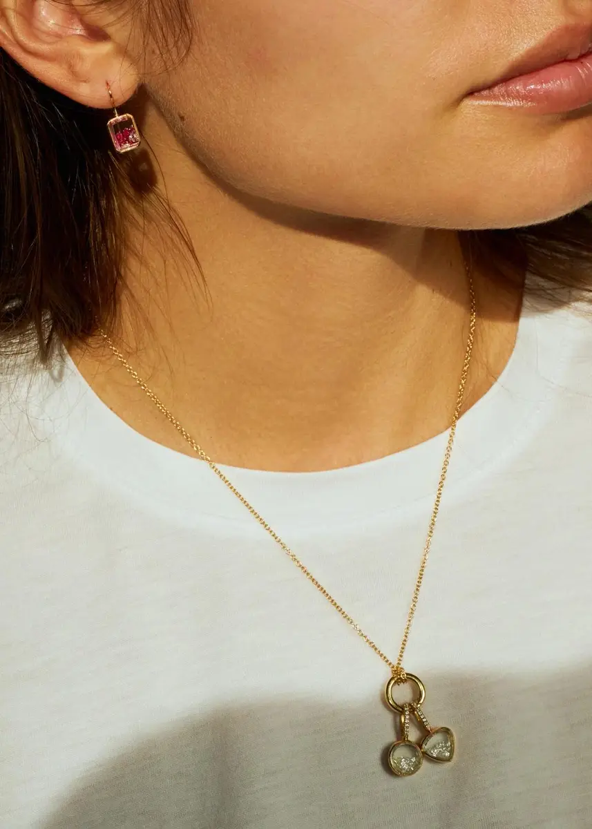 MORITZ GLIK 18K Rose Gold Esmeralda Shaker Earrings with Diamonds and Rubies | Thumbnail 2 MORITZ GLIK 18K Rose Gold Esmeralda Shaker Earrings with Diamonds and Rubies | Thumbnail 2