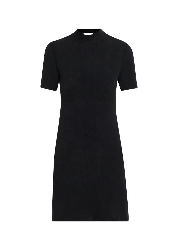 Burberry Cassidy Short-Sleeve Cashmere Button-Shoulder Mini Dress | Image 1 Burberry Cassidy Short-Sleeve Cashmere Button-Shoulder Mini Dress | Image 1