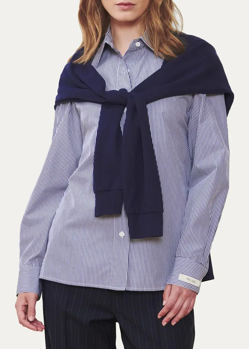 WE-AR4 The Sloane Striped Poplin & Pique Shirt | Thumbnail 4 WE-AR4 The Sloane Striped Poplin & Pique Shirt | Thumbnail 4