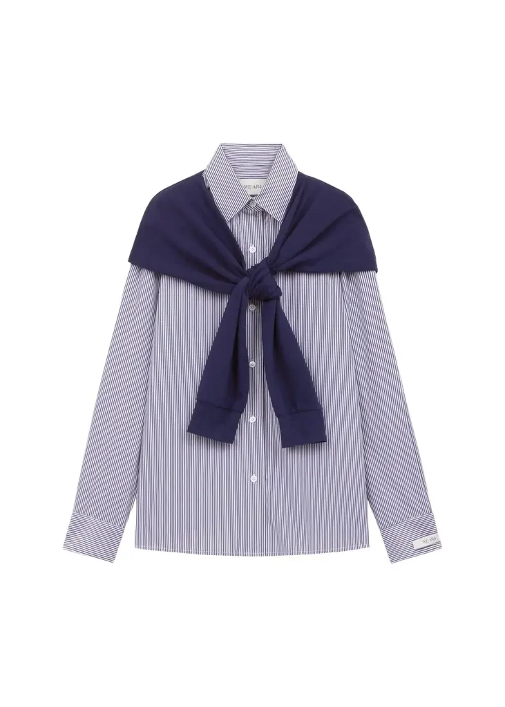 WE-AR4 The Sloane Striped Poplin & Pique Shirt | Image 1 WE-AR4 The Sloane Striped Poplin & Pique Shirt | Image 1