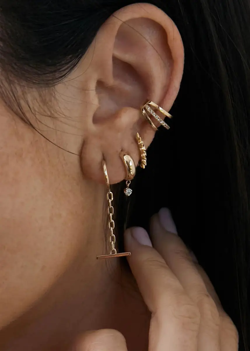Zoë Chicco 14K Gold Spiked Hinge Huggie Hoop Earrings | Thumbnail 2 Zoë Chicco 14K Gold Spiked Hinge Huggie Hoop Earrings | Thumbnail 2