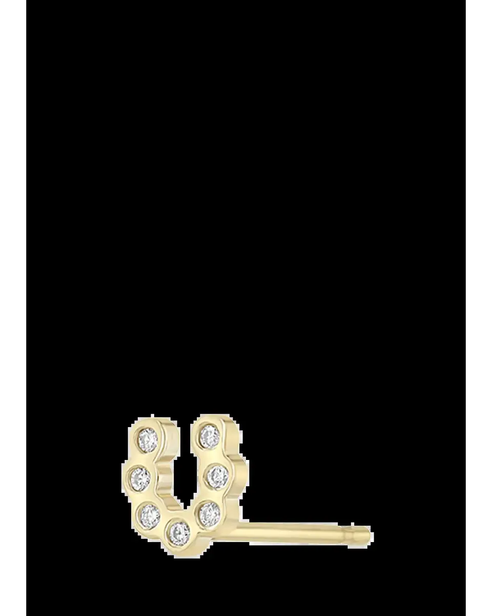 Zoë Chicco 14K Tiny Diamond Bezel Horseshoe Stud Earring, Single | Thumbnail 2 Zoë Chicco 14K Tiny Diamond Bezel Horseshoe Stud Earring, Single | Thumbnail 2