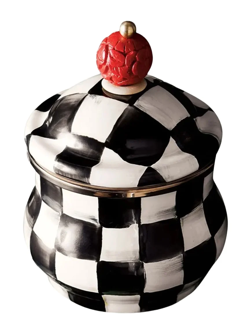 MacKenzie-Childs Courtly Check Enamel Lidded Sugar Bowl