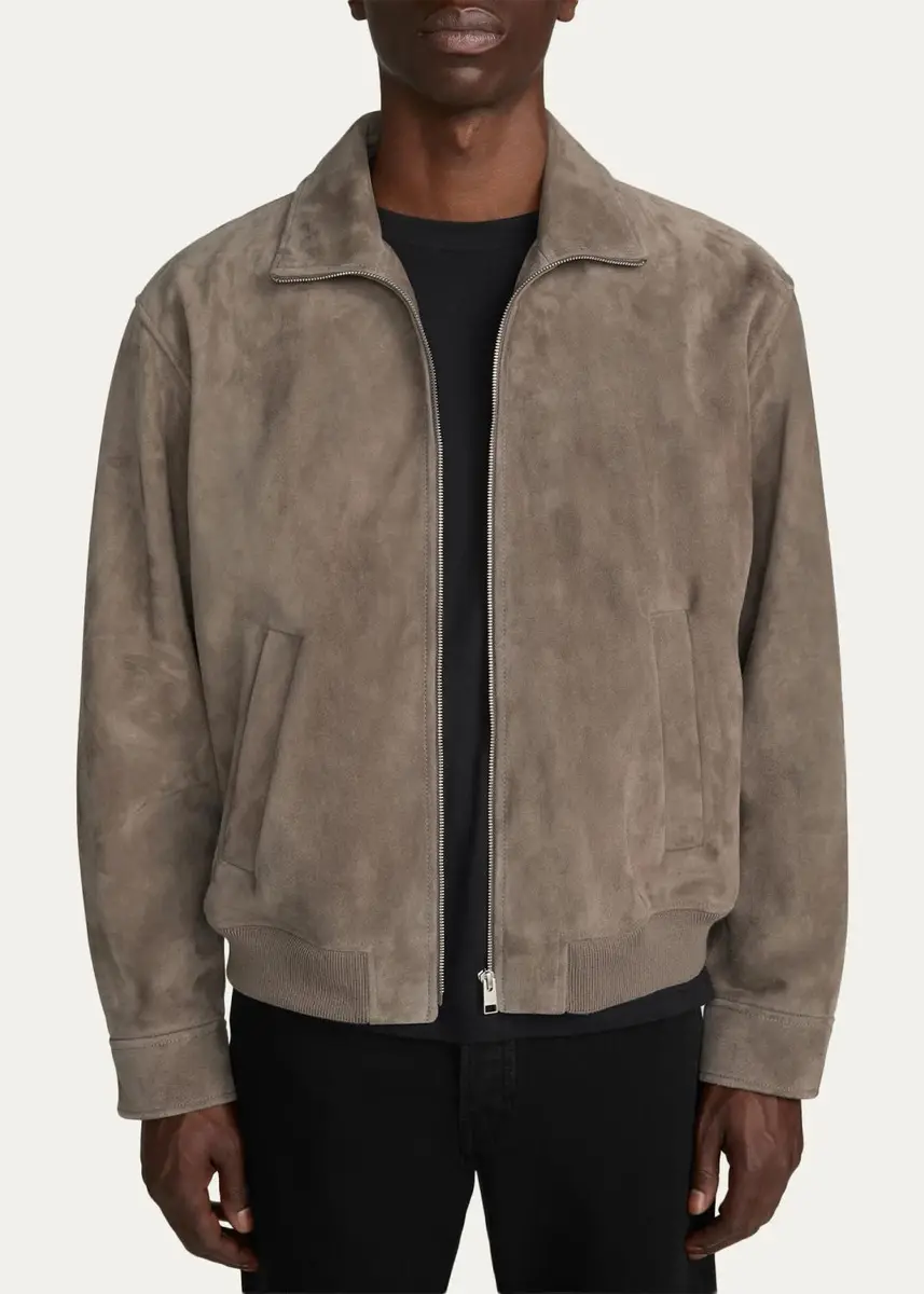 Frame Men's Suede Full-Zip Bomber Jacket | Thumbnail 4 Frame Men's Suede Full-Zip Bomber Jacket | Thumbnail 4