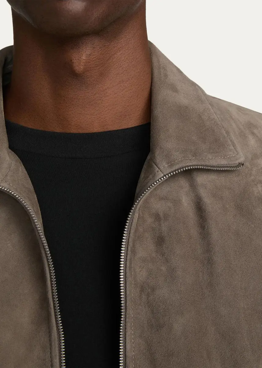 Frame Men's Suede Full-Zip Bomber Jacket | Thumbnail 5 Frame Men's Suede Full-Zip Bomber Jacket | Thumbnail 5