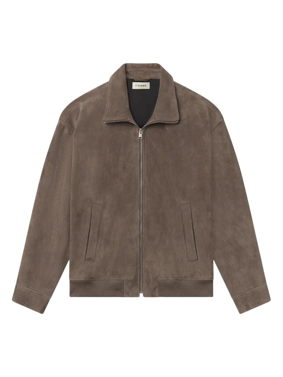 Men's Suede Full-Zip Bomber Jacket
