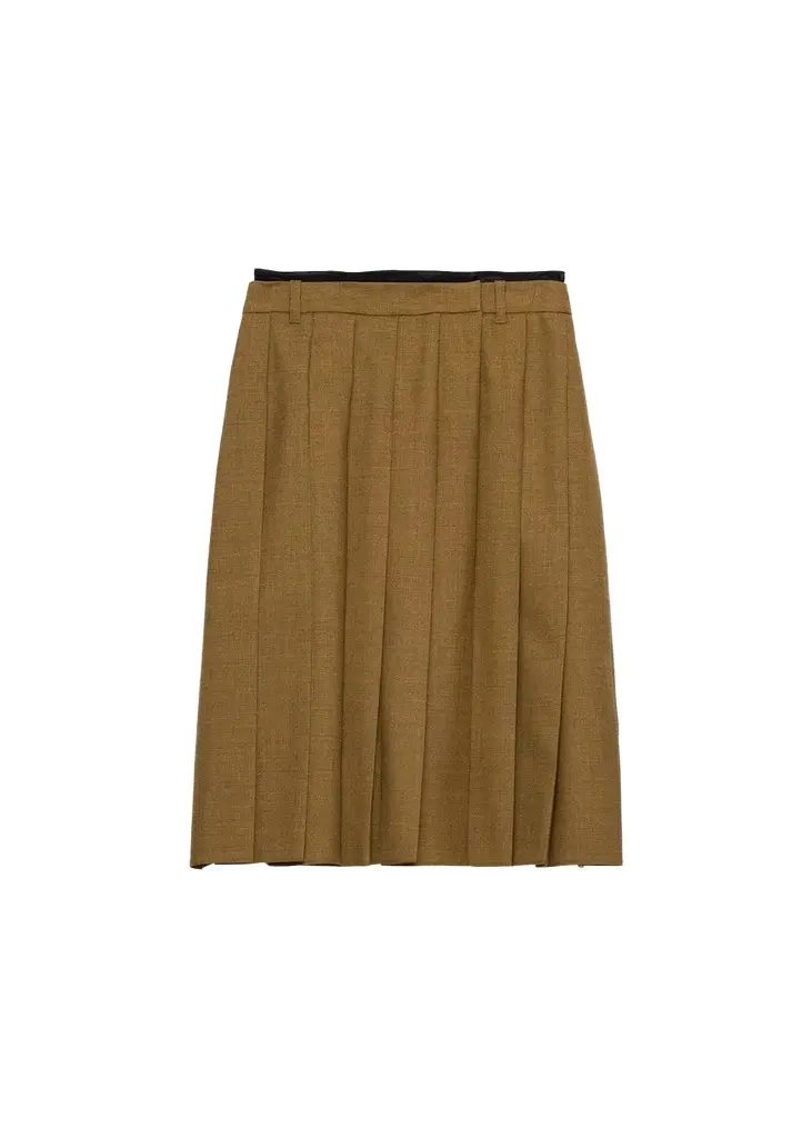 Prada Pleated Wool Midi Skirt | Image 1 Prada Pleated Wool Midi Skirt | Image 1