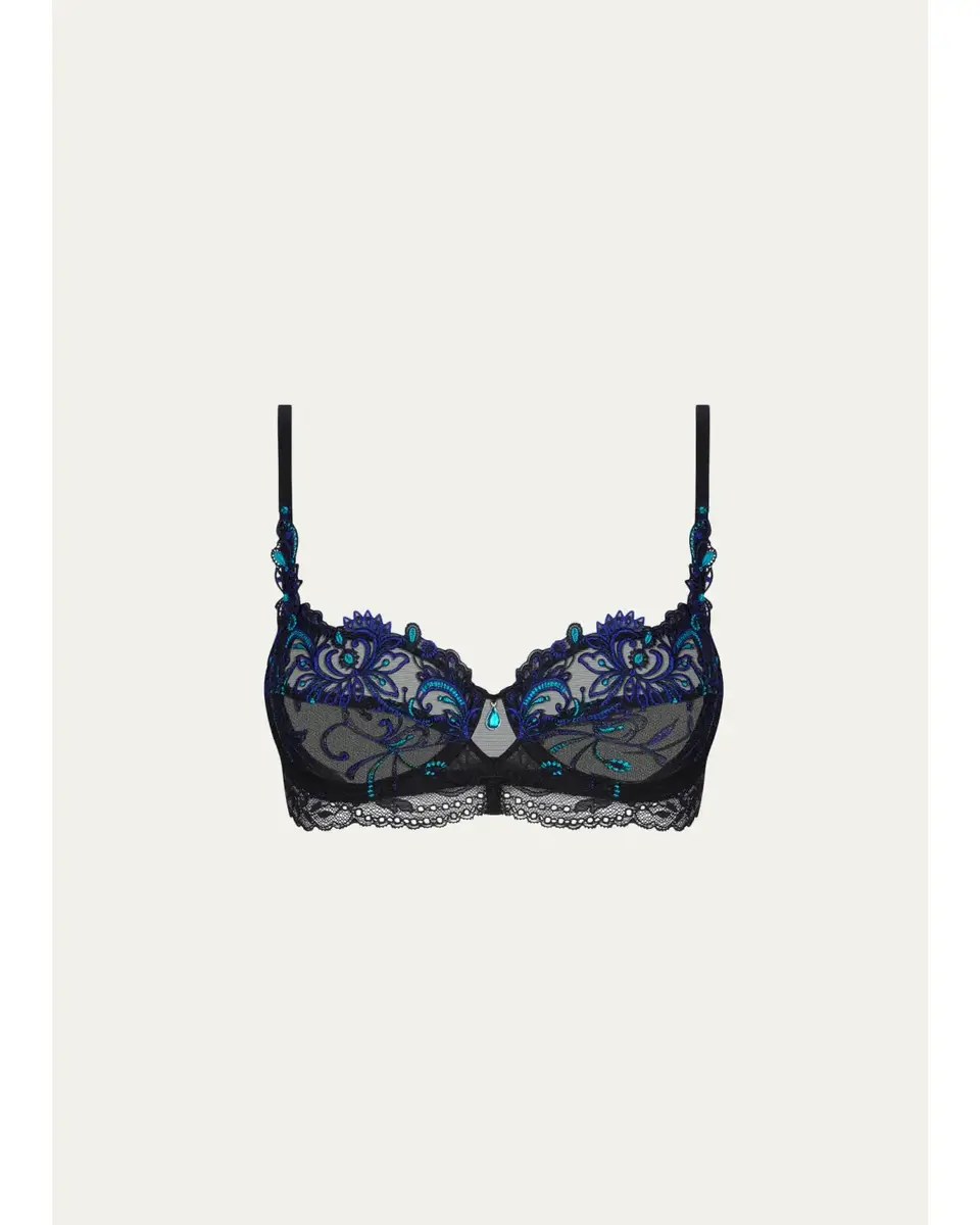 Embroidered Lace-Trim Demi Bra Embroidered Lace-Trim Demi Bra