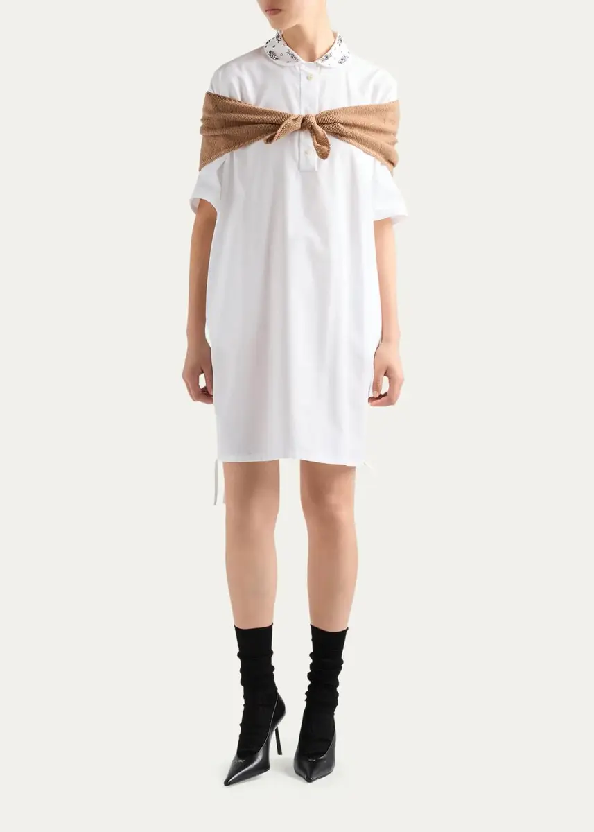 Prada Embellished Cotton-Blend Mini Polo Dress | Thumbnail 2 Prada Embellished Cotton-Blend Mini Polo Dress | Thumbnail 2