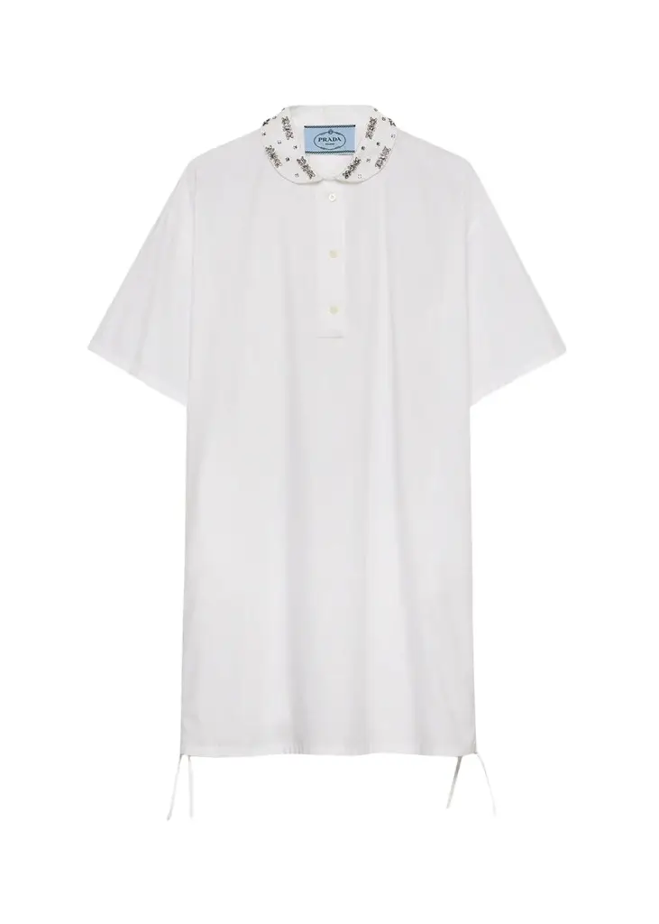 Prada Embellished Cotton-Blend Mini Polo Dress | Image 1 Prada Embellished Cotton-Blend Mini Polo Dress | Image 1