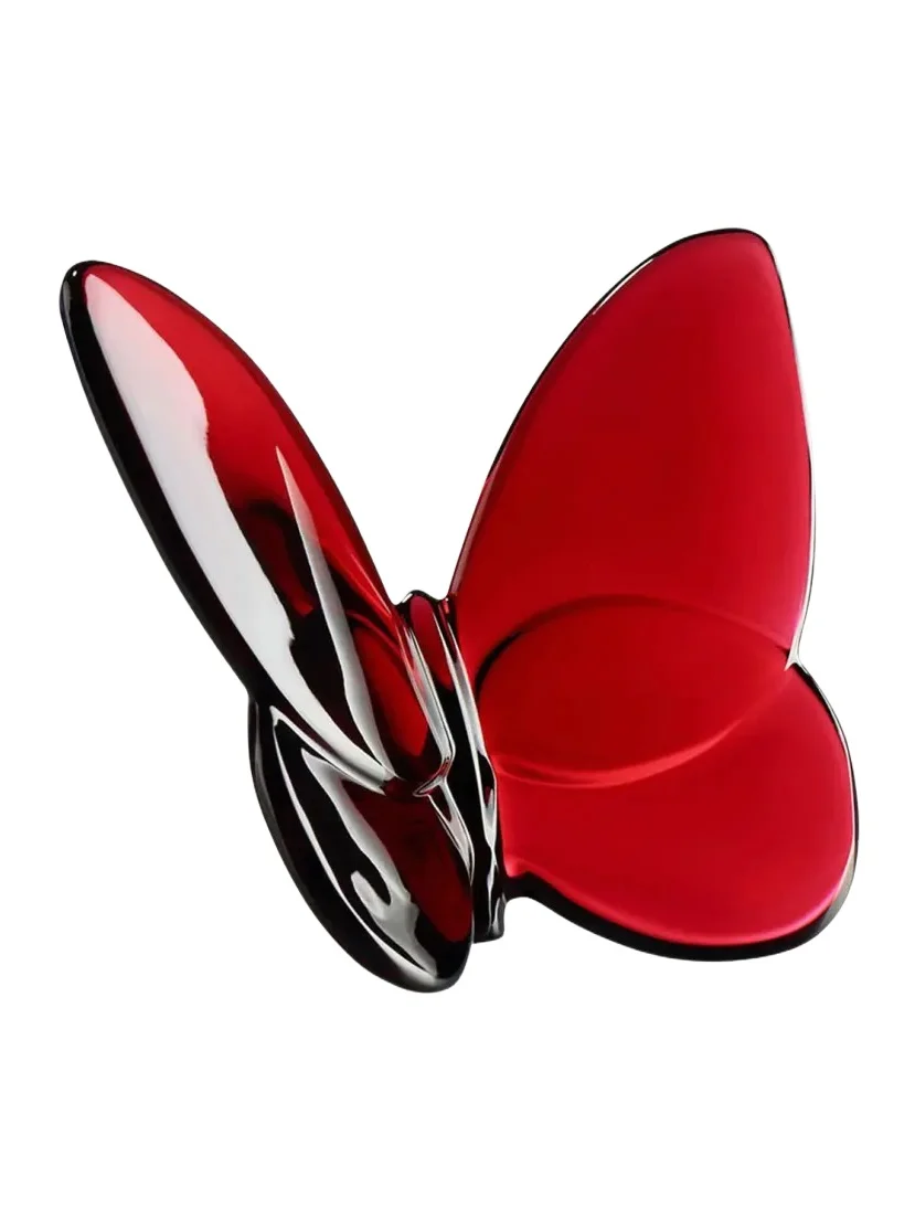 Baccarat 2.5" Lucky Crystal Red Butterfly