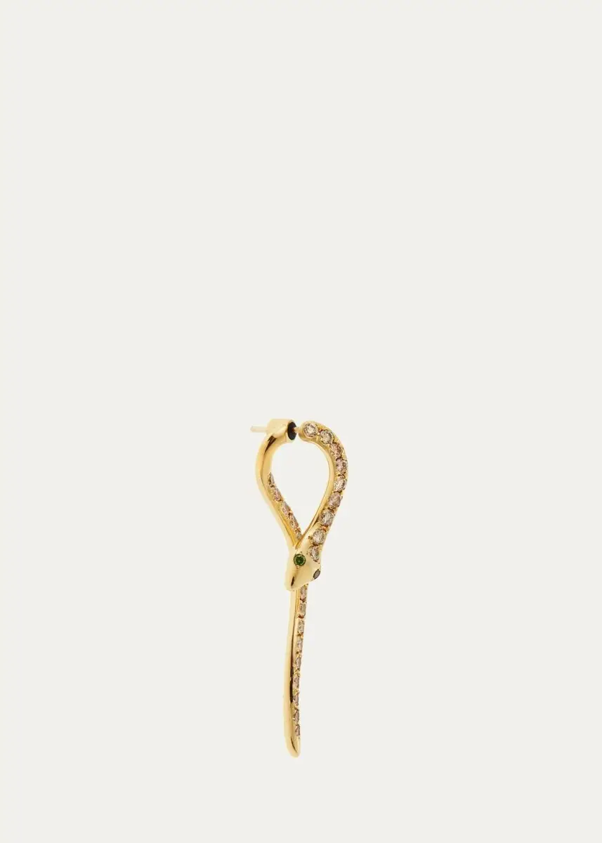 Ileana Makri 18K Yellow Gold Boa Earrings with Champagne Diamonds | Thumbnail 2 Ileana Makri 18K Yellow Gold Boa Earrings with Champagne Diamonds | Thumbnail 2