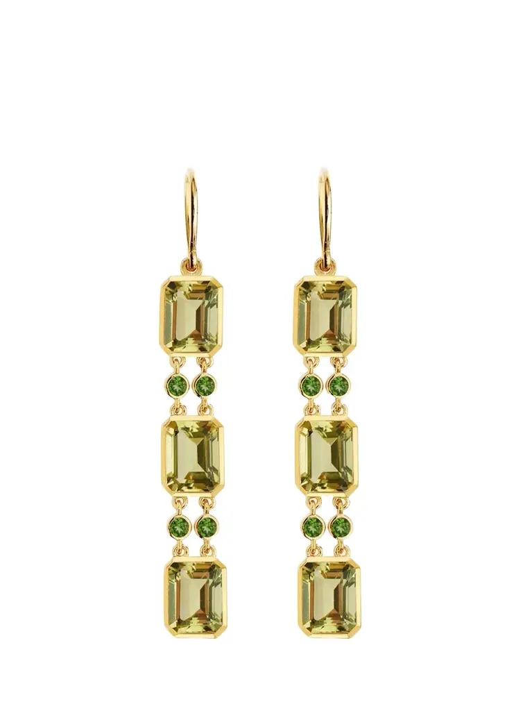 Ileana Makri 18K Sofia Lemon Topaz Drop Earrings with Chrome Diopside | Image 1 Ileana Makri 18K Sofia Lemon Topaz Drop Earrings with Chrome Diopside | Image 1