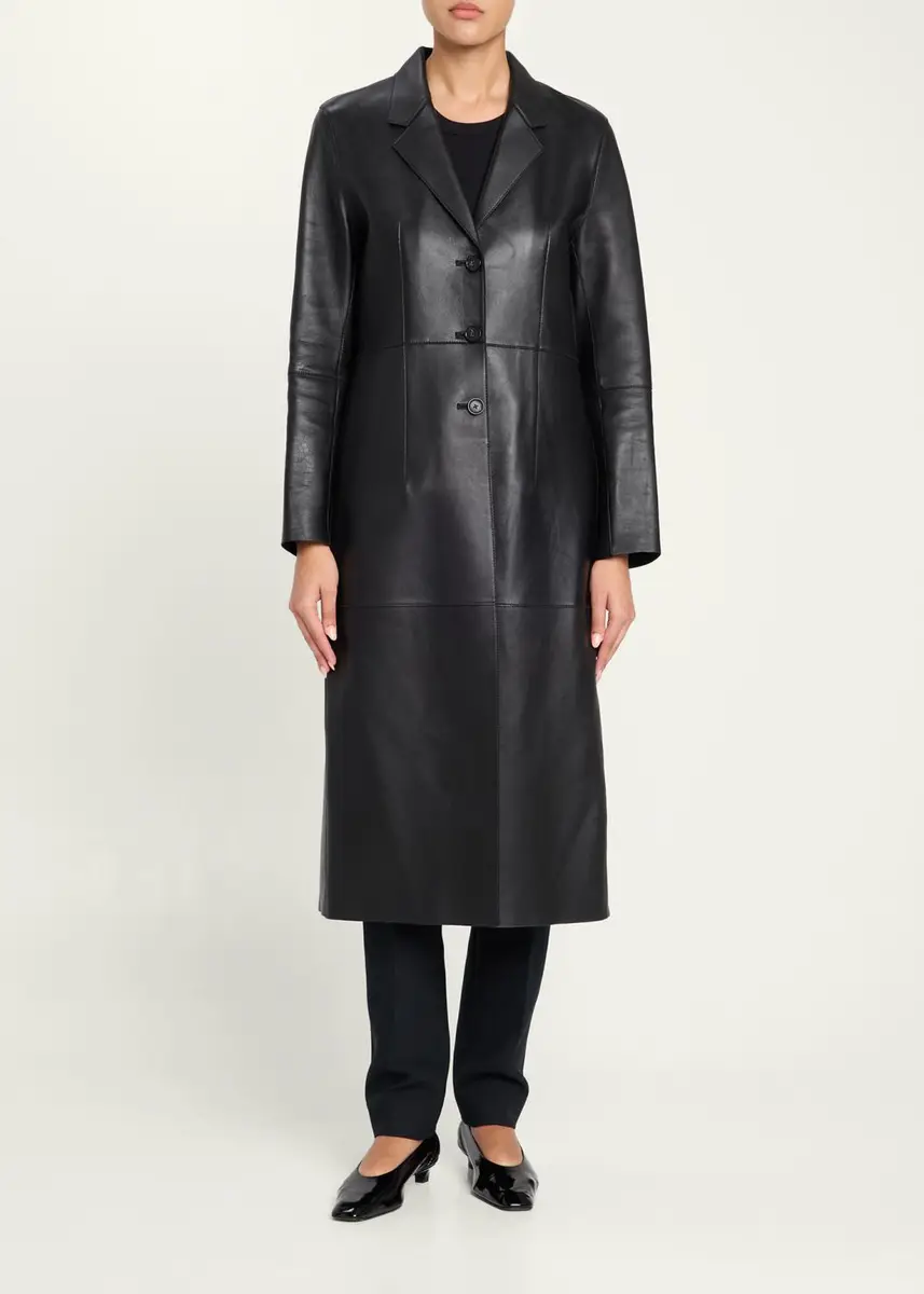 TOTEME Leather Slim Long Coat | Thumbnail 2 TOTEME Leather Slim Long Coat | Thumbnail 2
