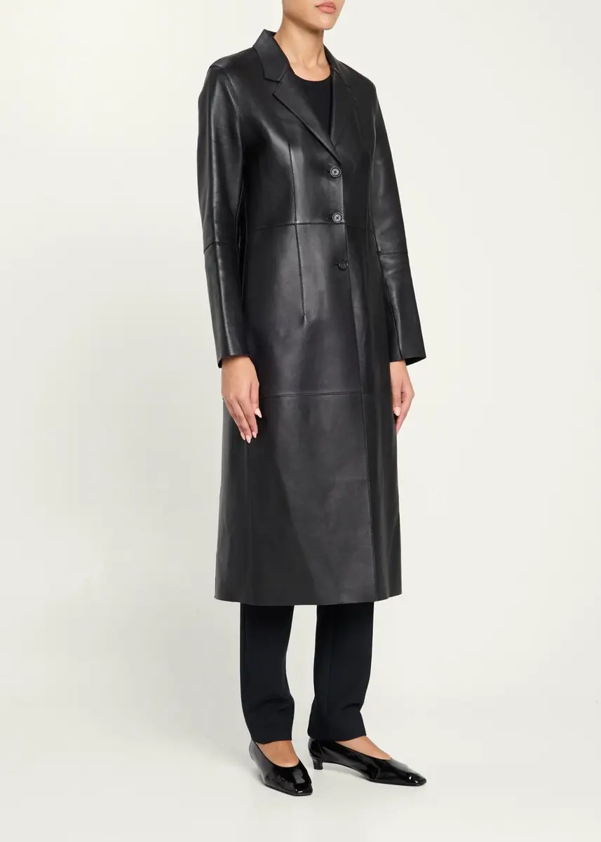 TOTEME Leather Slim Long Coat | Thumbnail 4 TOTEME Leather Slim Long Coat | Thumbnail 4