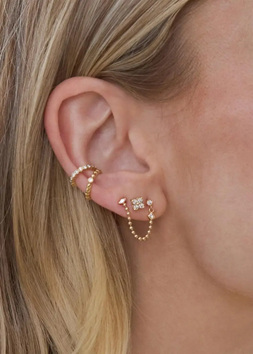 Zoë Chicco 14K Diamond Quad Stud Earring, Single | Thumbnail 2 Zoë Chicco 14K Diamond Quad Stud Earring, Single | Thumbnail 2