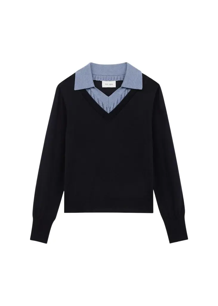 WE-AR4 The Dickie Layered Knit Sweater | Image 1 WE-AR4 The Dickie Layered Knit Sweater | Image 1