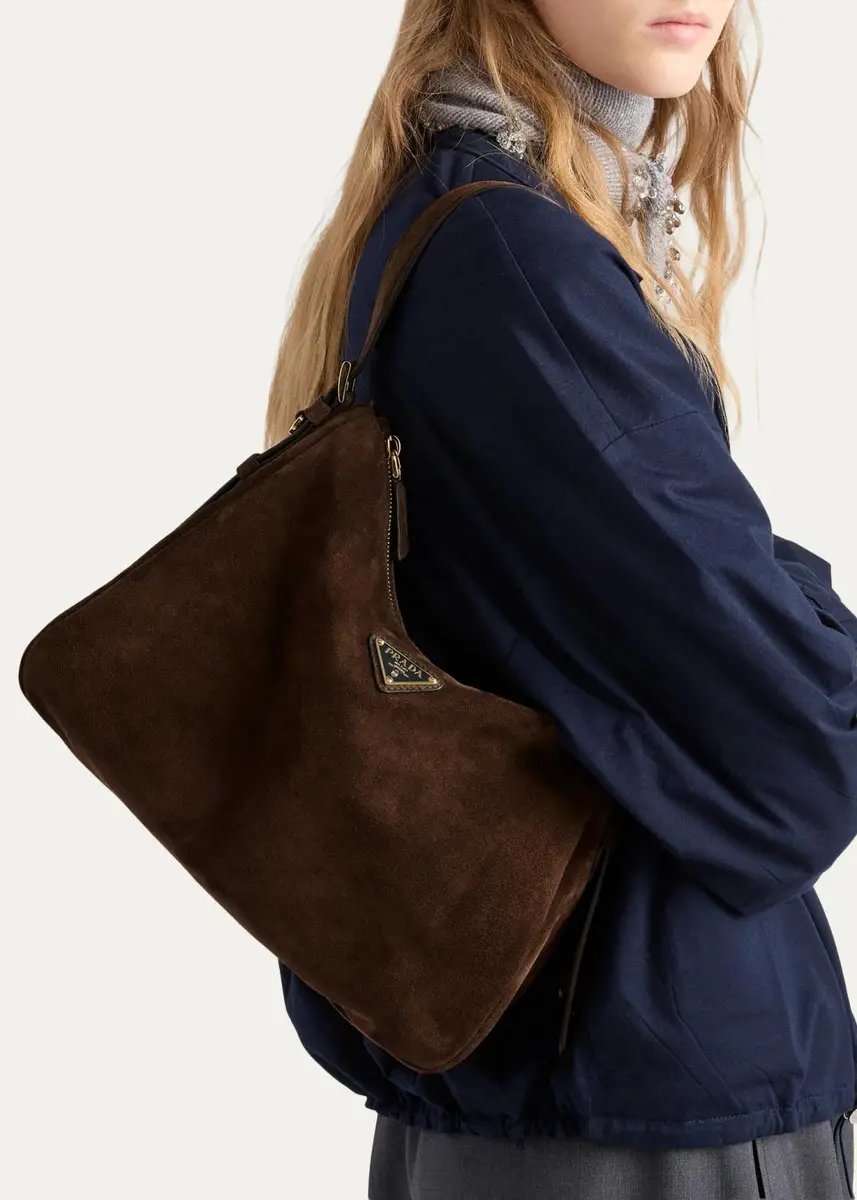 Prada Aimee Medium Suede Shoulder Bag | Thumbnail 2 Prada Aimee Medium Suede Shoulder Bag | Thumbnail 2